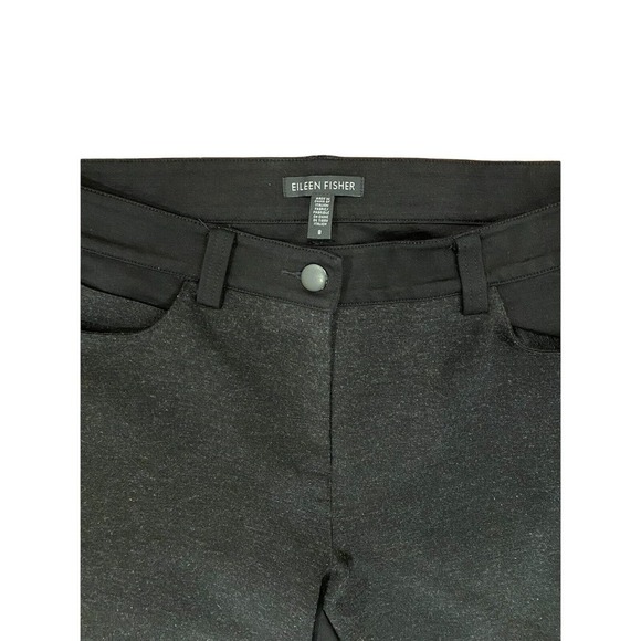 Eileen Fisher Contrast Charcoal Gray Black Skinny Pants Casual Luxury Sz 8 Women - Picture 3 of 5